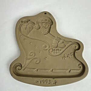 Brown Bag Cookie Art Mold Santa Sleigh Ceramic Hill Design vintage 1993 USA